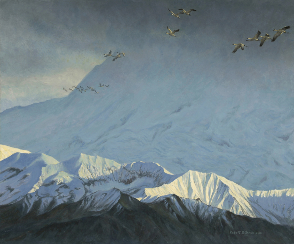 Robert Bateman Sandhills Over Mount Denali Original Painting